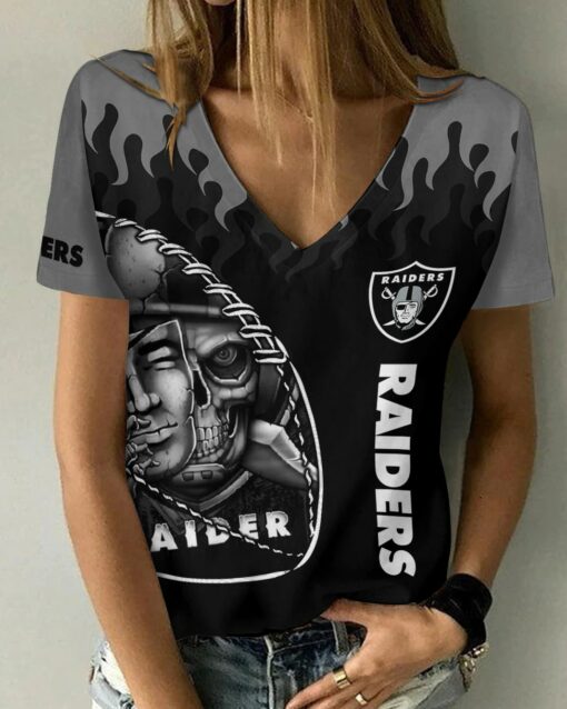 Las Vegas Raiders V-neck Women T-shirt BG810