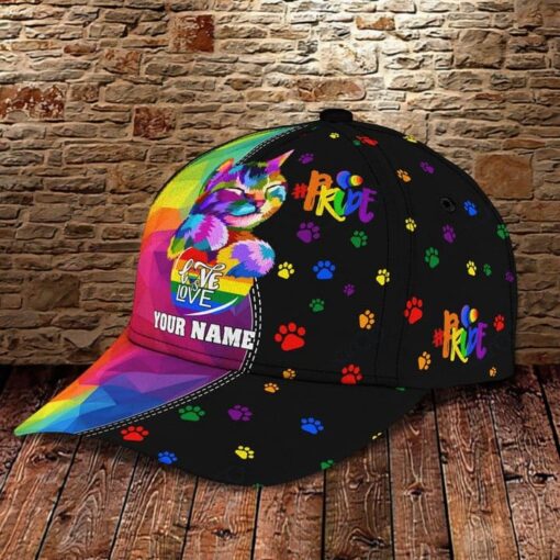 LGBT Pride Cat Personalized Name Classic Cap 254