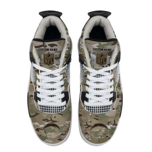 Los Angeles Chargers Camo Personalized AJ4 Sneaker BG08