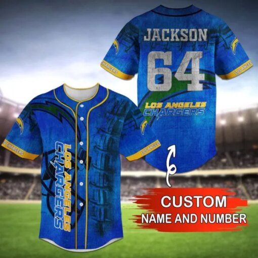 Los Angeles Chargers Personalized Baseball Jersey BG76