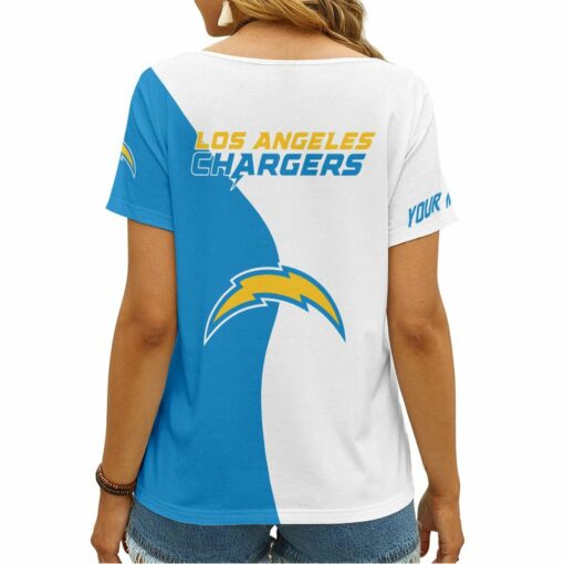 Los Angeles Chargers Personalized V-neck Women T-shirt