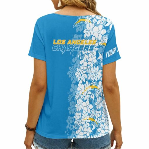 Los Angeles Chargers Personalized V-neck Women T-shirt