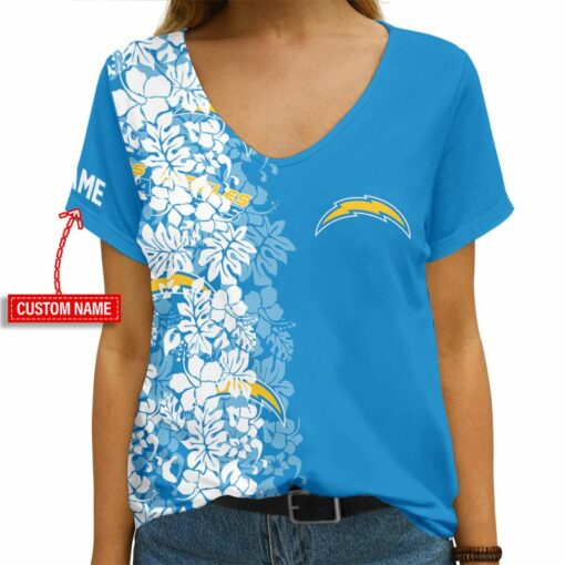 Los Angeles Chargers Personalized V-neck Women T-shirt