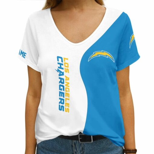 Los Angeles Chargers Personalized V-neck Women T-shirt