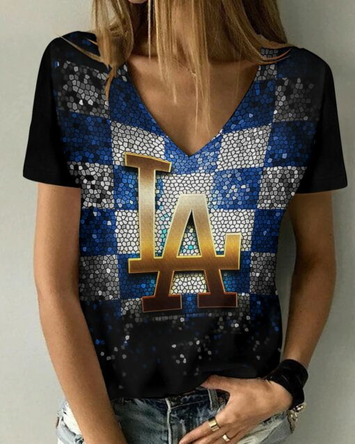 Los Angeles Dodgers V-neck Women T-shirt BG818