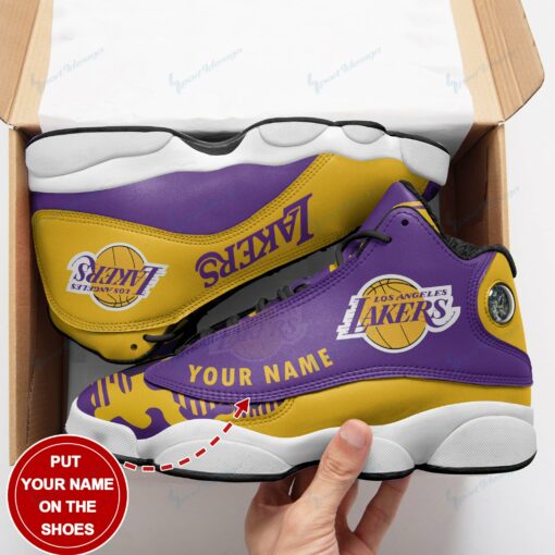 Los Angeles Lakers Personalized AJD13 Sneakers BG02