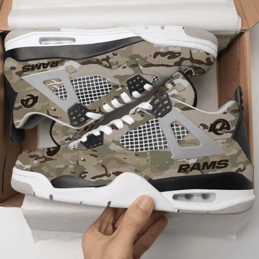 Los Angeles Rams Camo Personalized AJ4 Sneaker BG09