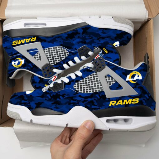 Los Angeles Rams Camo Personalized AJ4 Sneaker BG68