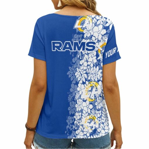 Los Angeles Rams Personalized V-neck Women T-shirt