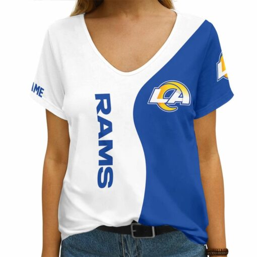 Los Angeles Rams Personalized V-neck Women T-shirt