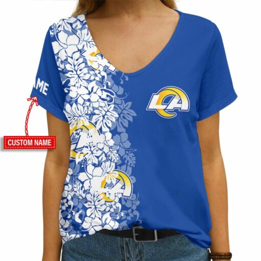 Los Angeles Rams Personalized V-neck Women T-shirt