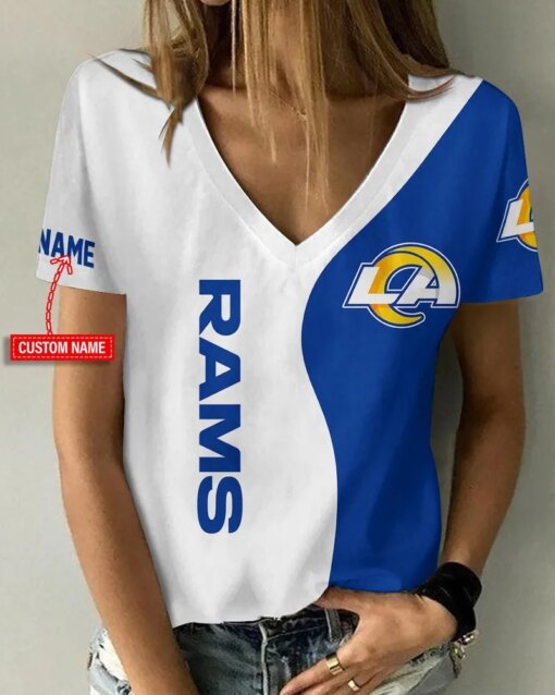 Los Angeles Rams Personalized V-neck Women T-shirt