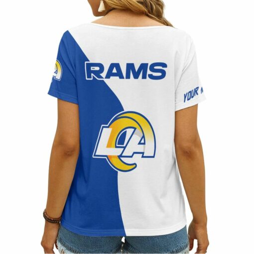 Los Angeles Rams Personalized V-neck Women T-shirt