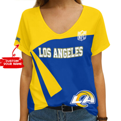 Los Angeles Rams Personalized V-neck Women T-shirt AGC50