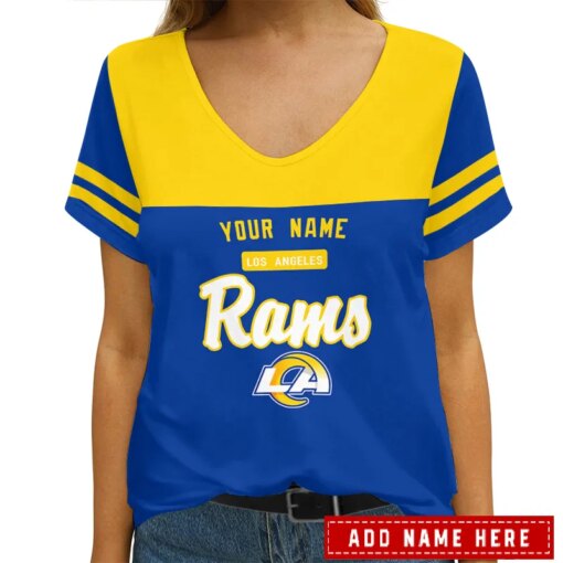 Los Angeles Rams Personalized V-neck Women T-shirt AGCWTS257