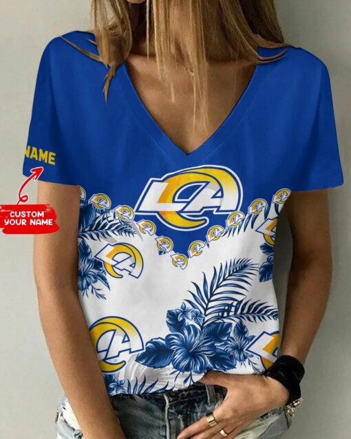 Los Angeles Rams Personalized V-neck Women T-shirt BG614