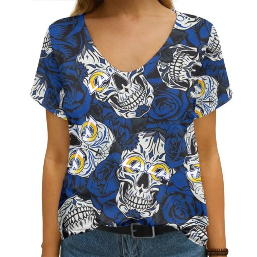 Los Angeles Rams Summer V-neck Women T-shirt