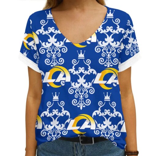 Los Angeles Rams Summer V-neck Women T-shirt