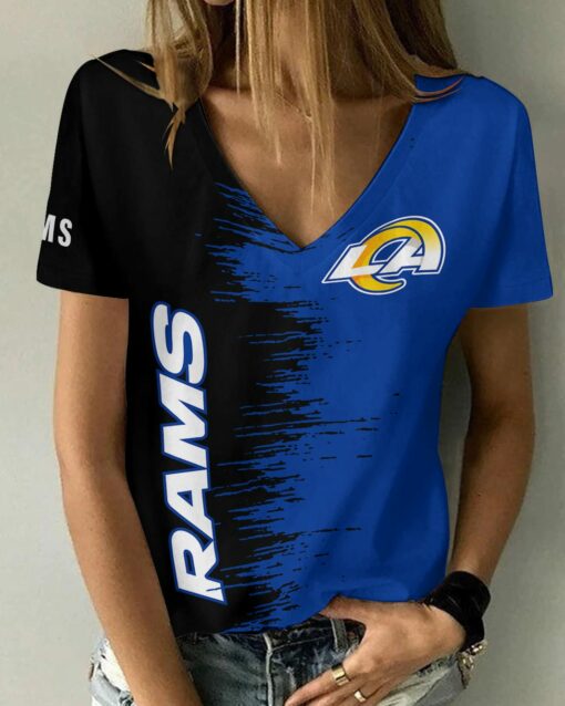 Los Angeles Rams Summer V-neck Women T-shirt BG10