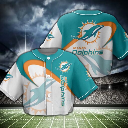 Miami Dolphins Crop Top Baseball Jersey 63