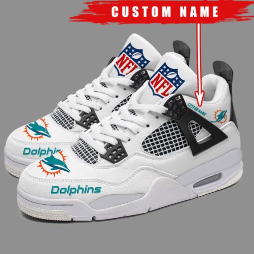 Miami Dolphins Personalized AJ4 Sneaker BG291