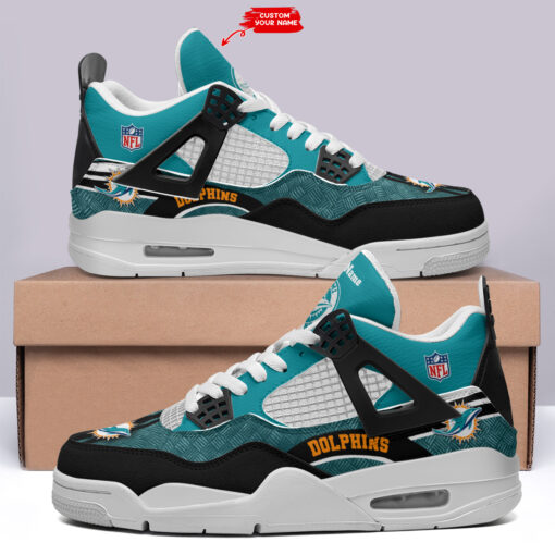 Miami Dolphins Personalized AJ4 Sneaker BGAJ4S353