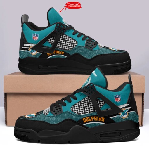 Miami Dolphins Personalized AJ4 Sneaker BGAJ4S353