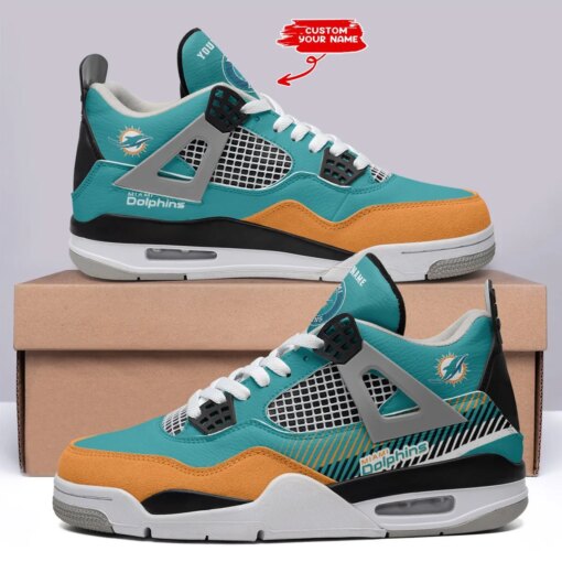 Miami Dolphins Personalized AJ4 Sneaker BGAJ4S366