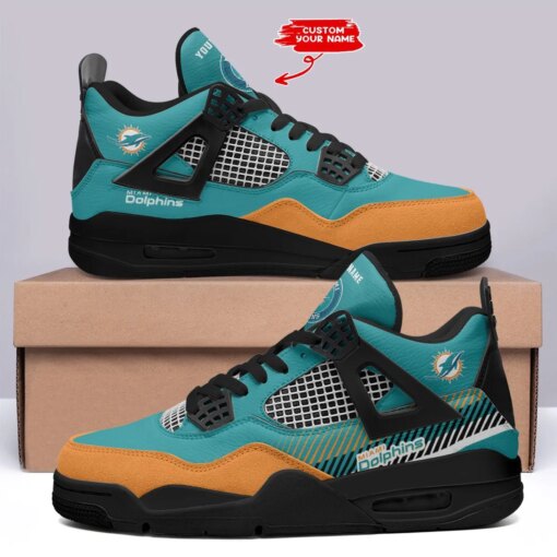 Miami Dolphins Personalized AJ4 Sneaker BGAJ4S366