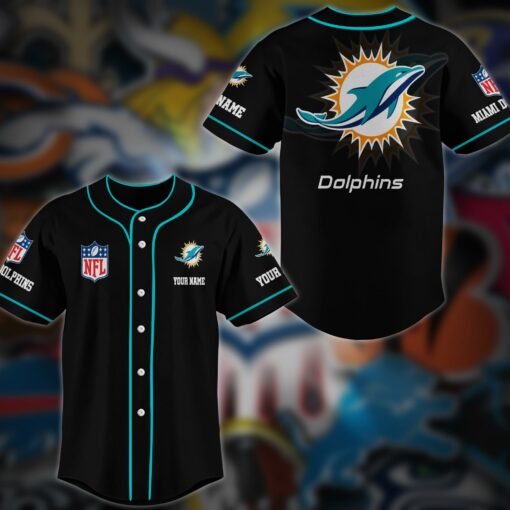 Miami Dolphins Personalized Baseball Jersey AZCBJS118