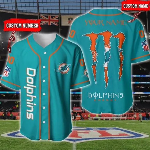 Miami Dolphins Personalized Baseball Jersey BG182