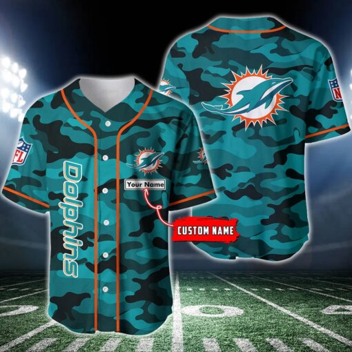 Miami Dolphins Personalized Baseball Jersey BG202