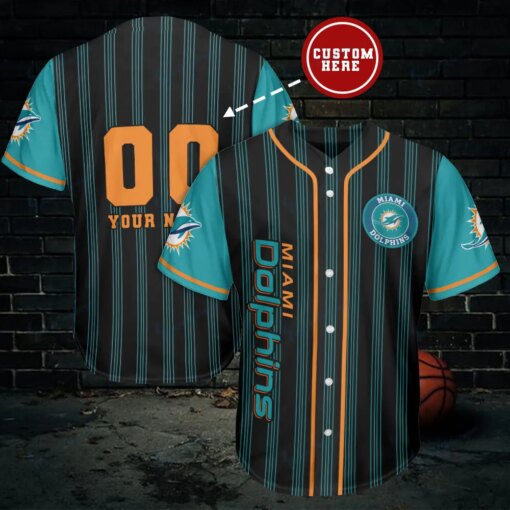 Miami Dolphins Personalized Baseball Jersey BG270