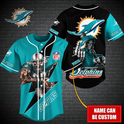 Miami Dolphins Personalized Baseball Jersey BG483