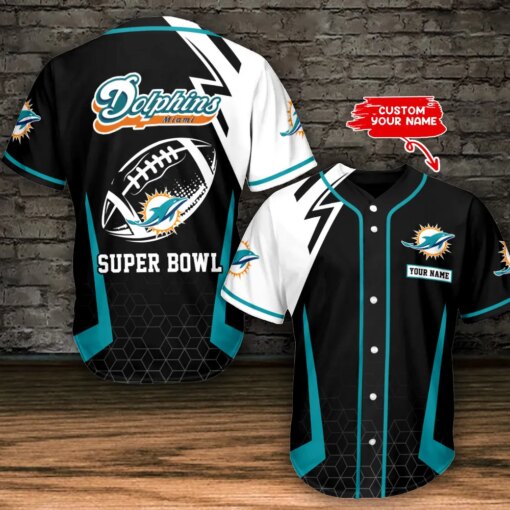 Miami Dolphins Personalized Baseball Jersey BG549