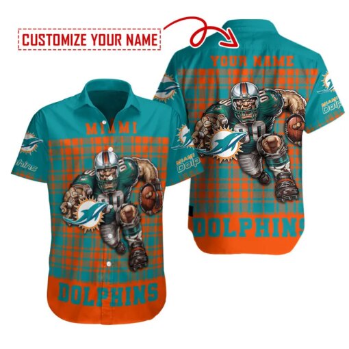 Miami Dolphins Personalized Button Shirt BB452