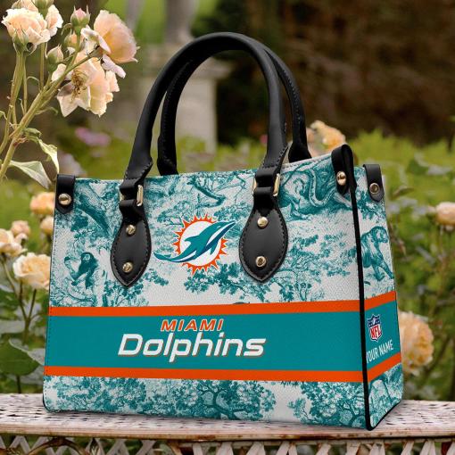 Miami Dolphins Personalized Leather Hand Bag BB320