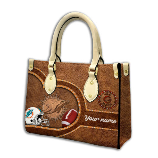 Miami Dolphins Personalized Leather Hand Bag BBLTHB619