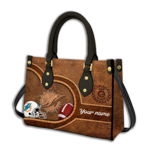 Miami Dolphins Personalized Leather Hand Bag BBLTHB619