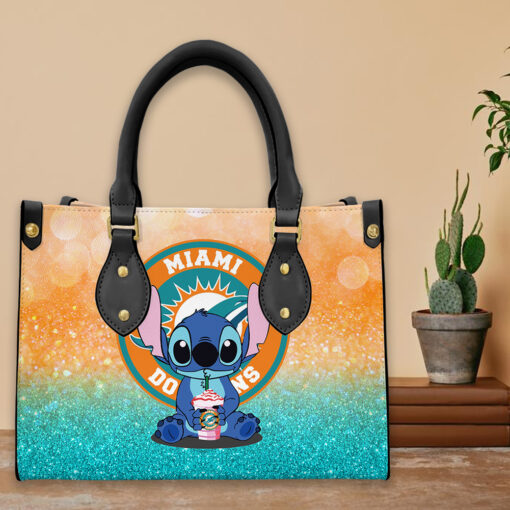 Miami Dolphins Personalized Leather Hand Bag BBLTHB726