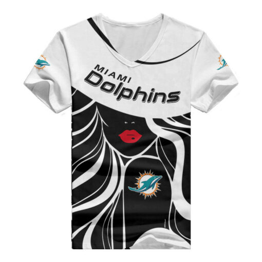 Miami Dolphins Personalized Summer V-neck Women T-shirt 149