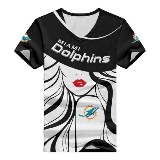 Miami Dolphins Personalized Summer V-neck Women T-shirt 149