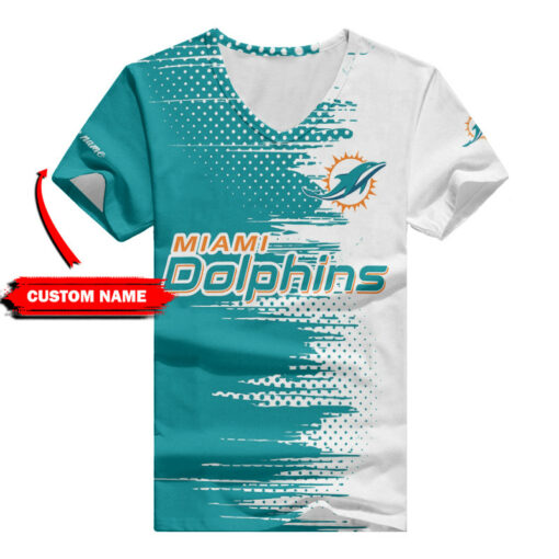 Miami Dolphins Personalized Summer V-neck Women T-shirt BG316