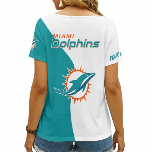 Miami Dolphins Personalized V-neck Women T-shirt