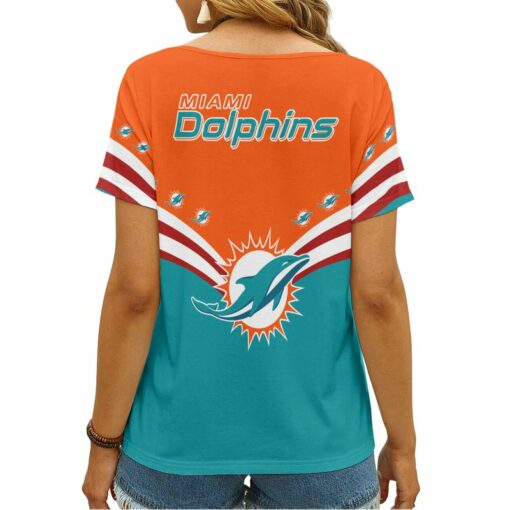 Miami Dolphins Personalized V-neck Women T-shirt