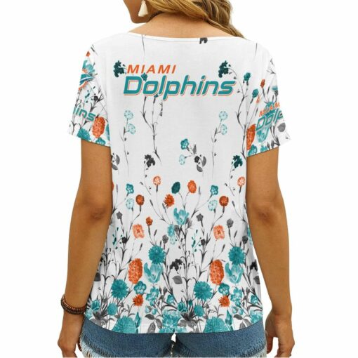 Miami Dolphins Personalized V-neck Women T-shirt