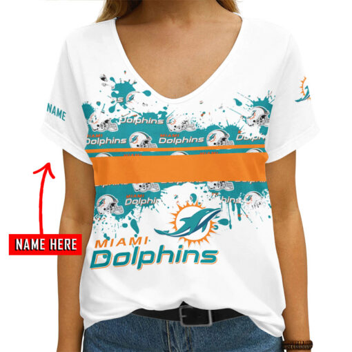 Miami Dolphins Personalized V-neck Women T-shirt AGC77