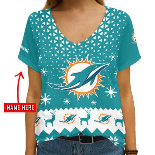 Miami Dolphins Personalized V-neck Women T-shirt AGC82