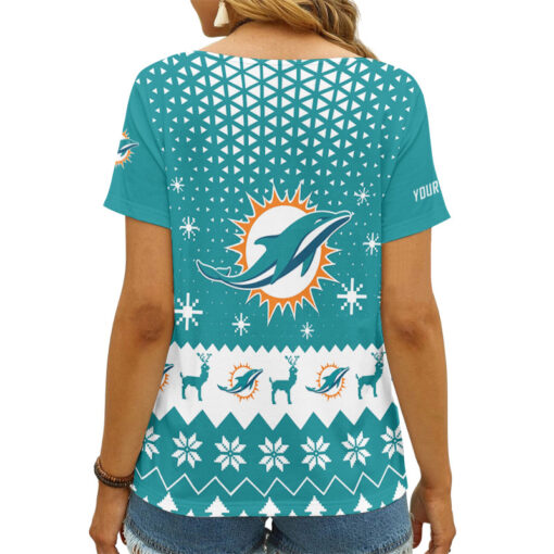 Miami Dolphins Personalized V-neck Women T-shirt AGC82