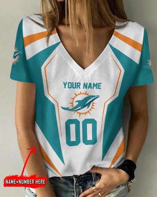 Miami Dolphins Personalized V-neck Women T-shirt AGC93